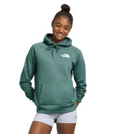 The North Face Women's Box NSE Pullover Hoodie-Dk Green - Hibbett | City Gear North Face Brand, North Face Sweatshirt, North Face Sweater, North Face Hoodie, Women Boxing, Hoodie Green, Casual Running Shoes, Sports Skirts, Green Hoodie