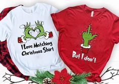 Green guy couple Tshirts  I love matching Christmas shirts Matching Couple Shirts For Christmas, Cute Christmas Shirts Vinyl For Friends, Fun Christmas Shirts Matching, Matching Christmas Shirts Couples Zazzle, Cheap Christmas T-shirt With Cartoon Print, Funny Christmas Shirts Grinch Family, Matching Christmas Shirts Cricut, Matching Christmas Shirts Holiday, Grinch Shirts Vinyl Family