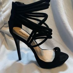 Black Heels, Zip Up In Back, Only Worn A Few Times, They Are Like Brand New. Platforms And Has Original Box. Black Strappy Heels With Heel Strap, Black Strappy Heels For Night Out, Black Heels, Shoes Women Heels, Original Box, Zip Ups, Shoes Heels, High Heels, Size 6