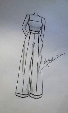 a drawing of a woman's dress and pants