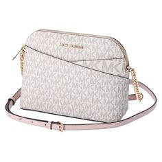 #ad Top Seller for Michael Kors Jet Set Travel Medium Dome Crossbody Signature MK Powder Blush Pink, fashion handbags Michael Kors Crossbody, Powder Blush, Luxury Store, Kors Jet Set, Zip Top, Leather Handbag, Michael Kors Jet Set, Jet Set, Pink Fashion