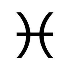 the pisci symbol is shown in black and white