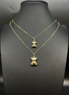 14K Real SOLID Gold Puffed Teddy Bear, 14k Real Gold 1.3mm Cable  Chain Necklace,14k Gold Puffed Teddy Bear, 14k Real Gold Pendants Necklace Brand New 14K Real Yellow Gold Pendants with 14k Real yellow Gold 1.3mm Cable Chain Necklace 16"-20" Stamp : 14K Real Gold Cable Chain, 14k real gold stamp for pendants Chain Style: Teddy Bear Material: 14k Genuine Gold Pendant Size without Bail : Extra Small Size   6mm Width, 10.5mm Length                                                  Small Size Pretty Ear Piercings, Gold Pendants, Pendants Necklace, Cable Chain Necklace, Bear Necklace, Jewelry Accessories Ideas, Necklace Brands, Yellow Gold Pendants, Gold Pendant Necklace