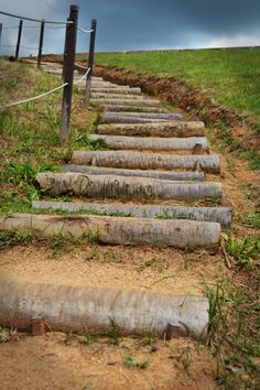 a set of steps made out of logs