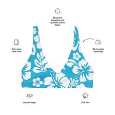 It’s so easy to fall in love with this bikini top from Extremely Stoked! Add a different size bottom for the perfect look and perfect fit made especially for you! To make this top even more versatile, mix and match it with different bikini bottoms for your own unique look. • Double-layered and non-reversible • Removable padding • Tear-away care label • Zig-zag stitching *Swimsuit bottom only and two piece set with this design are listed and sold separately. This product is made especially for yo Seamless Halter Top For Beach Season Vacation, Blue Bra-friendly Swimwear For Vacation, Tropical Seamless Triangle Top Swimwear, Blue Triangle Top Swimwear For Surfing, Beachy Vacation Halter Top, Bra Friendly, Seamless Beachwear Halter Top For Vacation, Beachy Bra Friendly Halter Top For Vacation, Beachy Bra-friendly Halter Top For Vacation, Seamless Halter Top For Beach Vacation