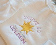 One stop shop for trendy & affordable de sanlightstudio en Etsy Note Embroidery, Embroidery Backing, You're So Golden, Beach Hoodie, Embroidery Hoodie, Embroidery Gifts, Embroidered Crewneck, Thread Embroidery