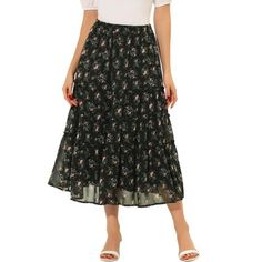 It is a perfect piece to pair with a crop top or basic tee and sneakers for a stunning day look or styled with sandals to go out!
Versatile floral skirt for daily casual style, or eye-catching piece as a chiffon skirt.
This long chiffon skirt creates an effortlessly elegant silhouette with its cinched waist and tiered hem.
This A-line skirt features a dainty floral print, ruffle ruched, tiered design, and in a perfect ankle length.
Cut from chiffon fabric and soft lining with a flowy silhouette Boho Midi Skirt, Picnic Skirt, Long Chiffon Skirt, Midi Skirt Black, Ruffle Maxi Skirt, Langer Rock, Long Skirts, Black Midi Skirt, Midi Skirts