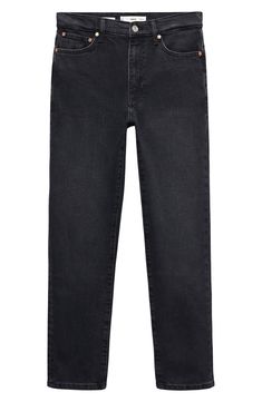 Cropped hems lend modern, casual-cool style to slim-fit jeans made with a hint of stretch and finished in a classic black wash. 26 1/2" inseam Zip fly with button closure Five-pocket style 99% cotton, 1% elastane Machine wash, line dry Made in Turkey Crop Jeans, Slim Fit Jeans, Cropped Jeans, Fit Jeans, Black Denim, Classic Black, Cool Style, Mango, Slim Fit