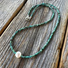 Dainty Pearl Necklace, Turquoise Necklace, Freshwater Pearl Necklace, Single Pearl Necklace, Turquoise Choker Necklace, Best Gifts for Her - Etsy Handmade Turquoise Pearl Necklace For Beach, Bohemian Turquoise Pearl Necklace With Colorful Beads, Turquoise Pearl Necklace With Natural Round Beads, Turquoise Shell Necklace With Round Beads, Turquoise Round Beads Pearl Necklace With Natural Stones, Bohemian Turquoise Pearl Necklace With Gemstone Beads, Turquoise Strand Necklace With Colorful Beads, Turquoise Beaded Strand Jewelry, Bohemian Beaded Turquoise Pearl Necklace