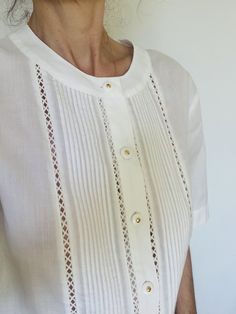 Vintage white blouse Button details Embroidery Vintage Size M Vintage White Blouse, Embroidery Vintage, Womens Blouses, White Button Up, Clothing Ideas, White Blouse, White Vintage, Womens Clothing Tops, Favorite Outfit