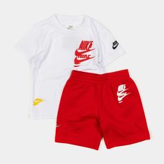 Take the guesswork out of getting your little on ready with the Nike Futura Short Set. Pair together or mix and match, this tiny set is the perfect option for little ones on the go. White Casual Sports Sets, Casual White Cotton Sets, White Cotton Casual Sets, Sporty Cotton School Sets, Playful Sports Cotton Sets, White Nike Summer Sets, Nike White Summer Sets, White Nike Playwear Sets, White Nike Casual Sets