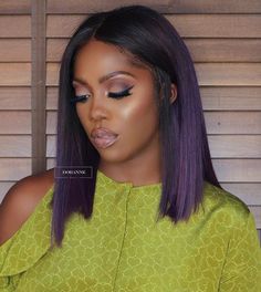 Blue Purple Hair, Marley Hair, Hair Things, Hair Color Purple, Straight Bob, Hairstyle Gallery, Hair Fashion, Dark Skin Women