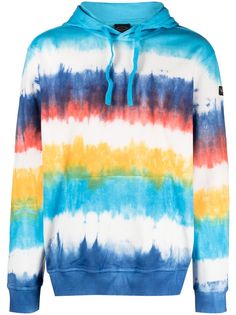 multicolour cotton tie-dye pattern logo patch at the sleeve drawstring hood long sleeves ribbed cuffs and hem front pouch pocket straight hem Tie Dye Crafts, Bleached Shirt, Tie Dye Fashion, Pattern Logo, Paul Shark, Tie Dye Cotton, Indigo Dye, Tie Dye Patterns, Drawstring Hoodie