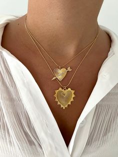 Gold plated heart paired on 14k gold filled chain, 16in Chunky Heart Necklace, Big Necklaces, Big Heart Necklace, Trend Jewelry, Large Heart, Small Heart, Jewelry Inspo, Big Heart, Bat Mitzvah