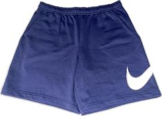 Nike Cotton Shorts For Sports Events, Casual Sports Bottoms With Pockets, Casual Bottoms With Pockets For Sports Events, Navy Casual Athletic Shorts For Streetwear, Navy Cotton Sports Shorts, Casual Navy Nike Athletic Shorts, Casual Navy Shorts For Sports Events, Sweat Shorts, Nike Sportswear