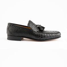 Premium crocodile leather, a classic design, color and comfort all packed into one. The perfect pair of dress shoes to compliment any attire for every special occasion. Luxury Semi-formal Tassel Loafers With Rubber Sole, Elegant Semi-formal Dress Shoes With Crocodile Pattern, Luxury Slip-on Dress Shoes With Textured Sole, Business Dress Shoes With Crocodile Pattern Almond Toe, Formal Tassel Loafers With Textured Sole And Almond Toe, Formal Tassel Loafers With Textured Almond Toe, Semi-formal Dress Shoes With Crocodile Pattern, Formal Leather Shoes With Crocodile Pattern, Elegant Moc Toe Leather Shoes For Business