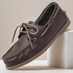 Category:Sneakers; Upper Materials:Leather; Lining Materials:PU; Gender:Men's; Toe Shape:Round Toe; Outsole Materials:Rubber; Closure Type:Lace-up; Function:Comfortable,Slip Resistant; Listing Date:05/16/2024 Casual Flat Heel Boat Shoes For Fall, Casual Boat Shoes With Flat Heel For Fall, Casual Fall Boat Shoes, Casual Leather Low-top Boat Shoes, Casual Brown Low-top Boat Shoes, Casual Leather Boat Shoes With Round Toe, Casual Boat Shoes With Cushioned Footbed, Casual Lace-up Boat Shoes With Cushioned Footbed, Casual Leather Boat Shoes With Closed Toe