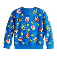 Give your kid a look they'll love with this Boys 4-12 Jumping Beans® Nintendo Super Mario Bros. Allover Active Fleece Sweatshirt.Give your kid a look they'll love with this Boys 4-12 Jumping Beans® Nintendo Super Mario Bros. Allover Active Fleece Sweatshirt.FABRIC & CARE Cotton, polyester Machine wash ImportedFEATURES Crewneck Long sleeves Knit constructionRESPONSIBLE Supports more sustainable cotton farming Color: Blue Vero. Gender: male. Age Group: kids. Blue Winter Sweatshirt For Playwear, Playful Fleece Sweatshirt With Cartoon Print, Playful Long Sleeve Sweatshirt For Playwear, Playful Long Sleeve Playwear Sweatshirt, Playful Long Sleeve Sweatshirt With Character Print, Playful Fleece Crew Neck Sweatshirt, Playful Fleece Sweatshirt With Crew Neck, Winter Crew Neck Sweatshirt For Playwear, Winter Character Print Fleece Tops