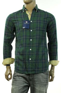 BRAND NEW  ARGYLE CULTURE COTTON SHIRT Size S 100% Guaranteed Authentic with tags attached. Button front closure. Button down collar. Rounded hem. Left chest pocket. Single buttons cuffs. 100% Cotton. Color Green/Navy. Machine wash. Retail price $89.50 Armpit to armpit 21", Shoulders 17", Sleeves 26", Length 28".  Please note: Every monitor displays colors and shades differently according to its type, brand, settings and even age. Please contact before order the item if you couldn't accept any b Slim Fit Cotton Shirt For Winter, Winter Cotton Shirt Slim Fit, Winter Cotton Shirt With Slim Fit, Winter Cotton Shirt In Slim Fit, Fitted Cotton Shirt For Fall, Fall Cotton Fitted Shirt, Casual Slim Fit Shirt For Winter, Green Slim Fit Casual Shirt, Casual Slim Fit Green Shirt