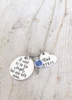 Loss of a Dad  Sympathy Jewelry Gifts  Loss of a Parent Memorial Pendant Jewelry For Father's Day, Father's Day Memorial Engraved Jewelry, Engraved Jewelry For Father's Day Memorial, Meaningful Engraved Necklaces For Memorials, Valentine's Day Memorial Hand Stamped Necklace, Personalized Spiritual Necklaces For Remembrance, Stamped Pendant Necklace For Commemoration, Personalized Necklace For Mother's Day Remembrance, Hand Stamped Necklaces For Father's Day Memorial