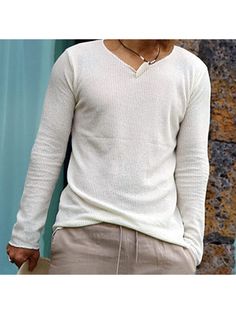 Men Long Sleeve T-shirts, Men's Knitted Sweater Top Casual Knit T-shirt For Winter, Long Sleeve Knit T-shirt For Winter, Knit Long Sleeve T-shirt For Winter, Winter Knit Long Sleeve T-shirt, Mens Knit Sweater, Streetwear Jeans, Linen Shirts, Spring Shorts, Slim Trousers