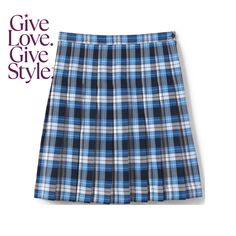 in stock Blue Plaid Skirt, Girls School Uniform, Plaid Pleated Skirt, Skirts For Kids, Knee Skirts, Girls School, Plaid Skirt, Plaid Skirts, Blue Plaid