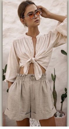 Bird Kite, Wide Leg Shorts, Short Women, Linen Casual, Sports Shorts, Elastic Waist Shorts, Mode Inspiration, Summer Cotton, Look Fashion