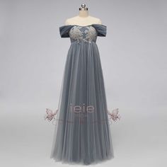 This elegant Gray Regency Bridgerton Empire Waist Lace Formal Dress is a must-have staple for your formal wardrobe. Crafted from a luxurious lace and tulle fabric, this dress has a classic 1920s Empire style silhouette that is perfect for your next Bridgerton ball, regency-themed event or grand wedding. With timeless style and endless elegance, you'll look like a true Bridgerton! Silhouette: Empire Style: Elegant Primary Fabric: Lace and Tulle Neckline: Off the Shoulder Closure: Corset Back Made Bridgerton Ball, Historical Outfits, Dress Quotes, Tulle Neckline, Modest Neckline, Grand Wedding, Lace Formal Dress, Corset Back, Custom Size Dresses