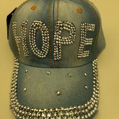 Denim Bling Hat Gems Baseball Cap Visor Studded Rhinestones Gems, 100% Cotton, Adjustable Casual Cap With Rhinestones, Casual Rhinestone Cap, Casual Adjustable Baseball Cap With Rhinestones, Casual Snapback Baseball Cap With Rhinestones, Casual Rhinestone Snapback Hat, Casual Rhinestone Hat, One Size Fits Most, Casual Rhinestone Hat, One Size, Casual Rhinestone Hat One Size Fits Most, Casual Rhinestone Hat