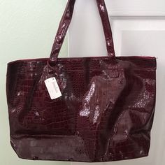 Neiman Marcus Tote Bag. New With Tag. Burgundy Rectangular Satchel For Shopping, Burgundy Tote Bag For Travel, Rectangular Burgundy Shoulder Bag For Errands, Large Capacity Burgundy Bag For Errands, Burgundy Hobo Bag With Large Capacity For Shopping, Large Capacity Burgundy Hobo Bag For Shopping, Large Capacity Burgundy Satchel For Shopping, Burgundy Large Capacity Bag For Shopping, Burgundy Casual Bag With Double Handle