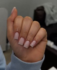 Short Solid Acrylic Nails, Small Nails Color, Cute Short Tapered Square Nails, Natural Nails Color Ideas Classy, Clearish Pink Nails, Basic Short Set Nails, Simple Square Short Nails, Short Nail Designs Back To School, Acrylic On Real Nails Short