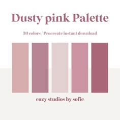 the dusty pink palette is shown in shades from dark to light, with text overlaying