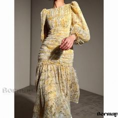 Bormay - Chic Floral Print Slim-fit Mermaid Evening Gown Mermaid Maxi Dress, Mermaid Evening Gown, Basic Skirt, Modest Fashion Outfits, Tres Chic, Elegant Floral, Lantern Sleeve, Types Of Skirts, A Line Skirt