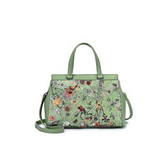 Carry your essentials in style with this Mellow World Stellan Floral Print satchel bag. Carry your essentials in style with this Mellow World Stellan Floral Print satchel bag. DETAILS 10"H x 13"W x 5"D Handle: 5.5-in. drop Strap length: 37-in. - 42-in. Removable/adjustable crossbody strap Zipper closure Gold-tone hardware Interior: 1 zip pocket, 2 slip pockets Exterior: 1 zip pocket in the backCONSTRUCTION & CARE Faux Leather Polyester lining Spot clean Imported Size: One Size. Color: Sage. Gend Spring Green Tote Satchel, Green Tote Satchel For Spring, Spring Satchel With Detachable Strap For Daily Use, Daily Use Satchel With Detachable Strap For Spring, Green Travel Satchel For Spring, Spring Travel Satchel, Spring Travel Green Satchel, Green Spring Travel Satchel, Handheld Green Satchel For Spring