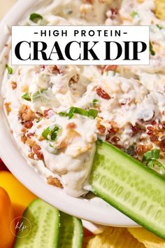 This High Protein Crack Dip recipe is perfect for the pool, parties, and snacking. It features a blend of Greek yogurt, ranch seasoning, cheddar cheese, crispy bacon, and green onions. A healthier twist on a classic favorite, it pairs perfectly with chips, crackers, or fresh veggies. This recipe is low carb and gluten-free and can also be tailored or be dairy-free. Dinner Sides Low Carb, Protein Packs Snacks On The Go, Healthy Protein Snacks Low Carb, Dips With Ranch Seasoning, Healthier Football Food, Keto Poolside Snacks, Protein On The Go Snacks, Low Carb Camping Snacks, High Carb High Protein Snacks