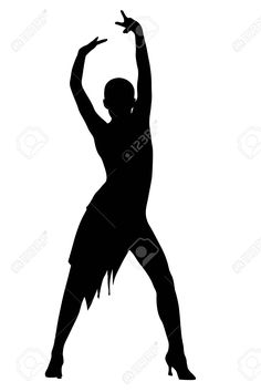 a black and white silhouette of a woman dancing with her arms up in the air