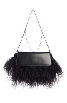 Cascading feathers bring decadent texture to an archival shoulder bag detailed with a chain strap that highlights Matthew Williams's hardware-heavy aesthetic. Front flap closure Shoulder strap Leather with feather trim Made in Italy Designer Handbags Luxury Formal Bags With Feathers, Luxury Formal Feathered Bags, Luxury Evening Bag With Feather Trim, Luxury Evening Bags With Feather Trim, Chic Formal Bags With Feather Trim, Chic Formal Bags With Feathers, Formal Chic Bags With Feathers, Chic Formal Feather Bags, Chic Formal Feathered Bags