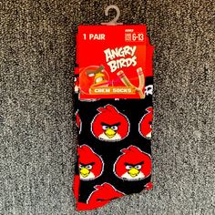 Funny Novelty Crew Socks. Angry Birds Design. From The Popular Video Game Series. Red, Black, White, & Yellow Colors. 98% Polyester, 2% Elastane. Brand New With Tags Attached. Great For Gifts Or Stocking Stuffers! Check Out My Closet For Many Other Funny Socks, Bundle Multiple Items For Better Discounts! Angry Birds Funny, Birds Funny, Birds Design, Crazy Man, Black White Yellow, Funny Socks, Angry Birds, Popular Videos, Bird Design