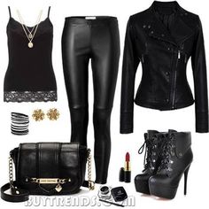 Wow I Love Shoes, Fall Winter Fashion Trends, Rocker Girl, Leder Outfits, Hipster Outfits, Winter Stil, Rocker Chic, Rock Chic, Leather Outfit