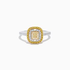 a yellow and white diamond ring