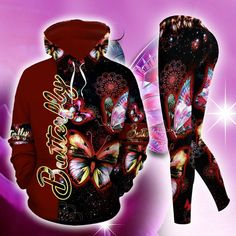 Butterfly Light Purple All Over Print Leggings Hoodie Set Outfit For Women | Hts1027 Hoodie Set Outfit, Butterfly Light, Butterfly Lighting, Outfit For Women, Leggings Hoodie, Best Gifts For Mom, Red Leggings, Hoodie Set, Yoga Pant