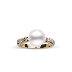 This 9.0-10. mm AAA quality White South Sea pearl ring showcases the pure organic beauty of elegant south sea pearl. The flawless pearl appears to float above the gold, yet is securely attached by a strong post. The classic-style ring features a solid 14-karat gold band that is set with 0.25 carats of diamonds. The ring setting is made in-house and is composed of solid 14 karat gold. We use an extra-fine diamond grade (VS1-G), which is normally reserved for solitaire settings. It's rare to see t Classic White Gold Akoya Pearl Ring, Classic White Akoya Pearl Ring, Classic Pearl Ring With Brilliant Cut, Timeless Akoya Pearl Ring For Anniversary, Timeless White Akoya Pearl Ring, Timeless Pearl White Pearl Ring For Anniversary, White Akoya Pearl Timeless Ring, Timeless Akoya Pearl Ring For Formal Occasions, Timeless Solitaire Pearl Ring Round Cut