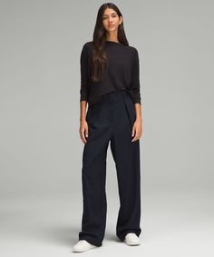 Looking Sharp. These High-Rise Trousers Have Front Pleats And Tailored Details For A Classic Look That Means Business. Designed For Casual. 32.5" Inseam, Intended To Skim The Floor For Heights Of 55"-58":relaxed Fit Is Roomy Through Glutes And Thighs. Hand Pockets With Hidden Card Sleeve. Back Welt Pockets Are Stitched Closed-Snip The Stitches To Make The Pockets Functional. Fly Front. | Pleat-Front High-Rise Trouser Regular Styling Trousers Women, Tomboy Chic Style, Tomboy Chic, Androgynous Fashion, Card Sleeve, Short Coat Jackets, Women's Trousers, Tailored Trousers, Business Casual Outfits