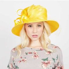 Style No : [467306] H2342-Ye Color : Yellow Size : One Size Looped Petal Mesh Veil Braid Hat Size: One Size / Adjustable Inner Band Crw: 22.5" D: 13.75" H: 4" Yellow Mini Hats For Church, Yellow Fitted Beach Hat, Fitted Yellow Beach Hat, Yellow Mini Hat With Short Brim For Kentucky Derby, Yellow Fedora For Party, Gold Brimmed Spring Hat, Spring Gold Brimmed Mini Hats, Yellow Curved Brim Mini Hat For Kentucky Derby, Gold Brimmed Mini Hats For Spring