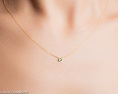 Birthstone Necklace  - Sapphire birthstore for KFH's birth month Anniversary Charm Necklace With May Birthstone, Minimalist May Birthstone Necklace For Anniversary, Minimalist Birthstone Charm Necklace For Birthday Gift, Dainty Emerald Necklace For May Birthstone Gift, Personalized Green Birthstone Necklace In Sterling Silver, Green Birthstone Necklace For Mother's Day, Green Birthstone Necklace For Birthday Gift, Dainty Birthstone Necklace For Birthday, Dainty Emerald Birthstone Necklace Gift