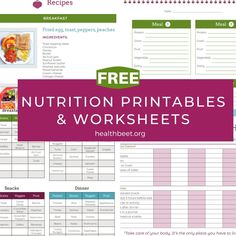 the free nutrition printables and worksheets