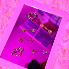 Specs Surgical Steel/Brass 14G Comes as a PAIR Please read "Jewelry Care" for details on care. Gold Heart-shaped Body Jewelry As Gift, Pink Body Jewelry For Valentine's Day Gift, Titanium Jewelry, Belly Rings, Love Spells, How To Apply Makeup, Keep Jewelry, Steel Metal, Jewelry Bags