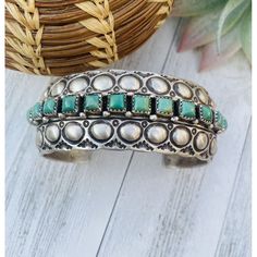 New Without Tags : Great Vintage Condition* Ethnic Regional Style : Native American * Jewelry Type : Bracelets * Type : Bracelet * Style : Cuff * Featured Refinements : Sterling Silver Turquoise Bracelet * Tribal Affiliation : Navajo * Main Stone : Turquoise Amazing Navajo Handmade Royston Turquoise And Sterling Silver Cuff Bracelet. Beautiful Hand Stamped Design. Measuring 6 Inches Inside Circumference With A 1 1/2 Inch Gap. Width Is 1 1/4 Inches. Signed By The Artist And Stamped Sterling. Than Vintage Turquoise Jewelry, Native American Bracelets, Sterling Silver Heart Pendant, Bridesmaid Gifts Jewelry, Royston Turquoise, Bracelet Style, Silver Heart Pendant, Sterling Silver Cuff Bracelet, Sterling Silver Cuff