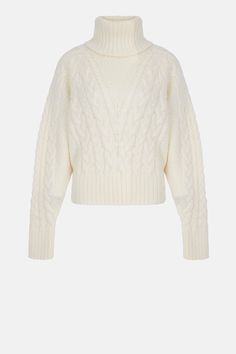 Otis Ivory Cashfeel Cable Knit Sweater | Emilia Wickstead Cream Textured Cashmere Sweater, Long Sleeve Merino Wool Sweater In Pointelle Knit, Long Sleeve Merino Wool Pointelle Sweater, Long Sleeve Merino Wool Sweater With Pointelle Knit, Cream Textured Knit Cashmere Sweater, Winter White Wool Cable Knit Sweater, Cozy Pointelle Knit Winter White Sweater, Elegant Cable Knit Turtleneck Sweater, Elegant Cream Chunky Knit Sweater