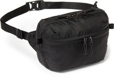 a black fanny bag on a white background